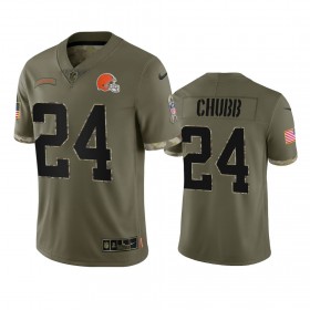 Tröjor Cleveland Browns Nick Chubb 24 Olive 2022 Salute To Service Limited - Män